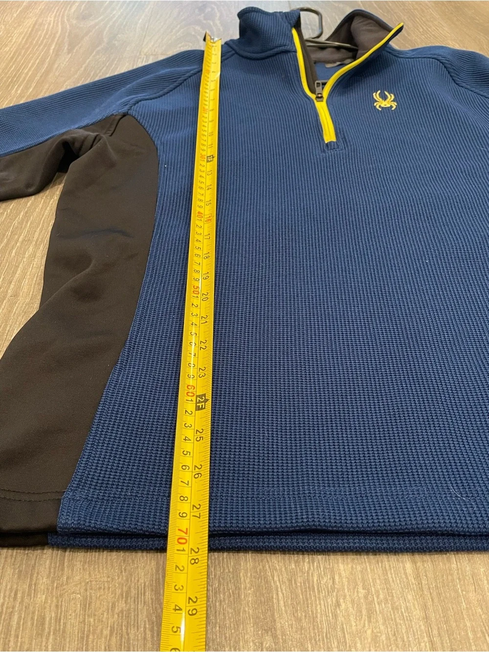 Spyder Men’s Navy Blue Quarter-Zip Performance Pullover with Yellow Accent